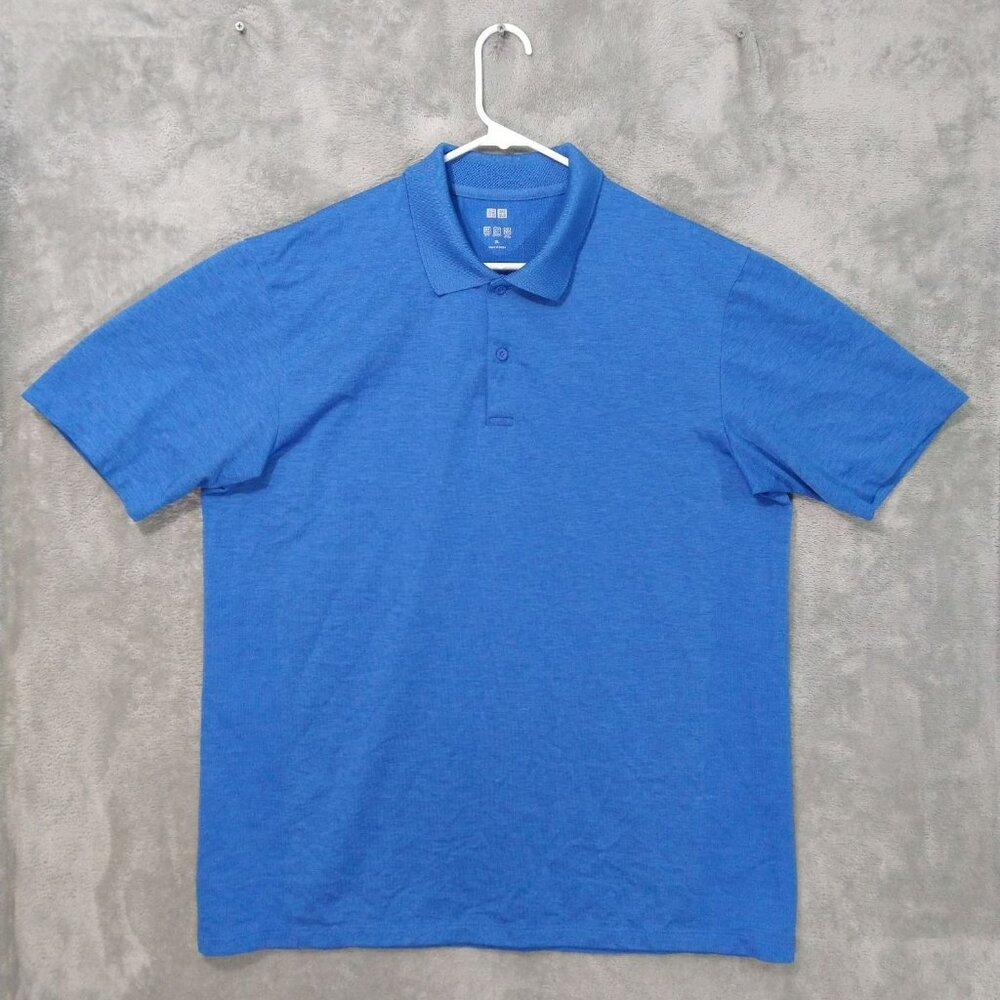 Uniqlo Shirt Mens XL Blue Dry Ex Polo Short Sleeve Performance Pull Over